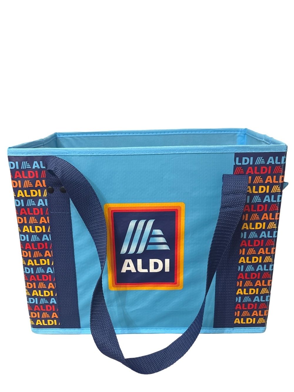 ALDI Collapsible Reusable Box Bags 14x10x11 Grocery Shopping Blue Navy Rainbow